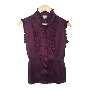 CONVERSE One Star Ruffled Sleeveless Blouse Plum Size XS
